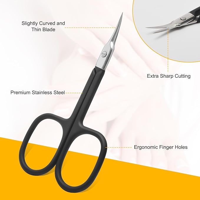 CGBE Cuticle Scissors Extra Fine Curved Blade, Super Slim Manicure Scissors - Image 2
