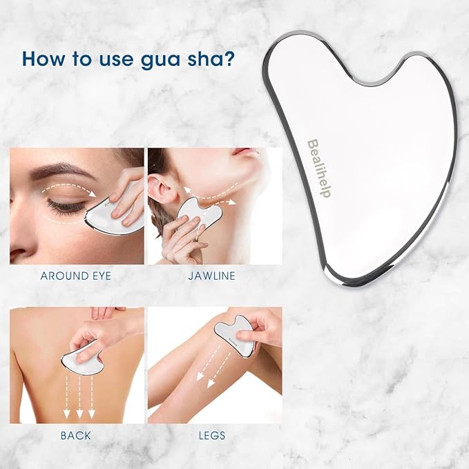 Bealihelp Face Roller and Gua Sha, Stainless Steel Facial Roller and Guasha Tool - Image 5