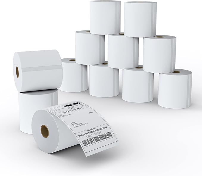MFLABEL 4x6 Direct Thermal Shipping Labels - 12 Rolls of 450 Labels/Roll, Compatible with Zebra 2844/ZP450/ZP500/ZP505, USPS/FedEx/UPS/Amazon Shipping, Smudge-Resistant & Permanent Adhesive