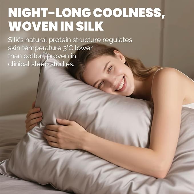 Ravmix Silk Pillow Cases with Zipper, 21momme Mulberry Silk Pillowcase - Image 4