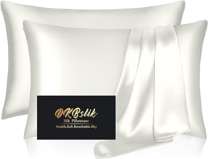 Silk Pillowcase 2 Pack, Mulberry Silk Pillow Cases Queen Size Set of 2 by HOME