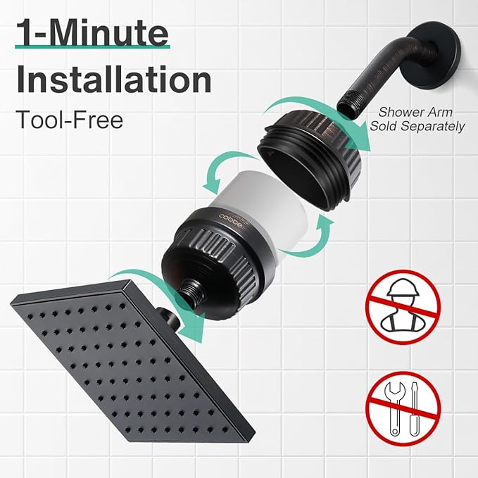 Cobbe High Pressure Filtered Shower Head Combo, Rain Shower Head - Image 9