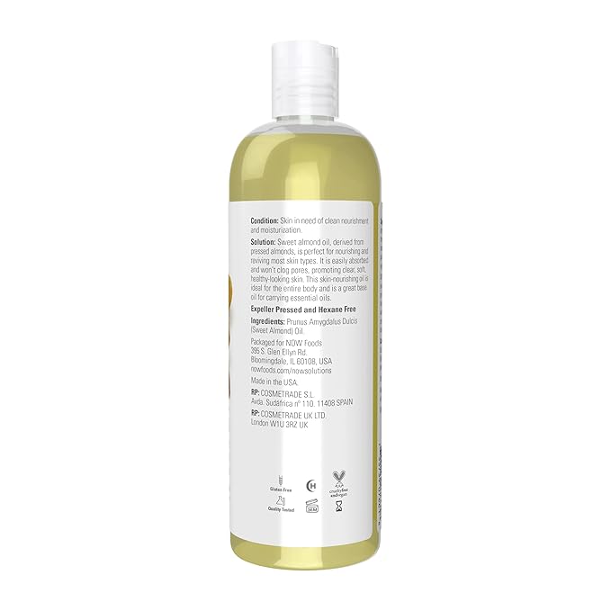 NOW Foods Solutions, Sweet Almond Oil, 100% Pure Moisturizing Oil, Promotes - Image 2