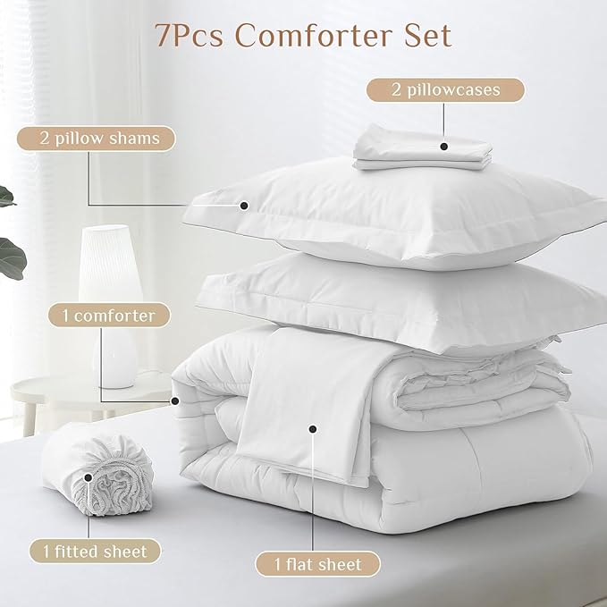 JOLLYVOGUE King Comforter Set, Ultra-Soft Bed in a Bag King Size 7 Pieces - Image 5