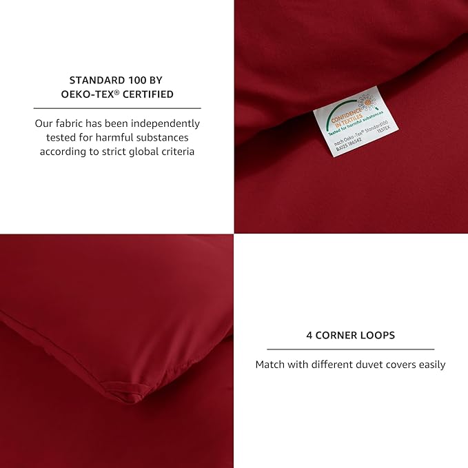 CozyLux California King Comforter Set Dark Red, 3 Pieces Cal King Solid - Image 4