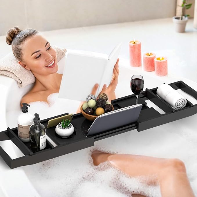 Domax Bathtub Caddy Tray Expandable Bamboo Tub Tray - Image 4