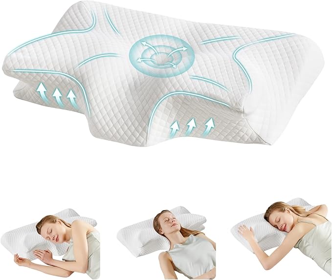 DUMOS Cervical Neck Pillow for Sleeping, Cooling Ergonomic Memory Foam Pillow by DumosLifestyle