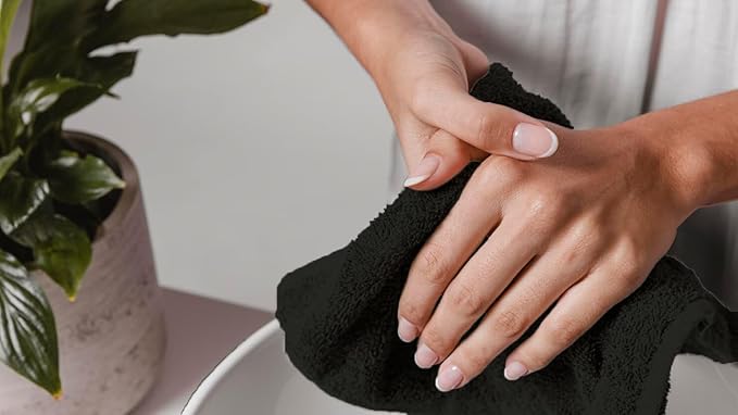 Avalon Towels Cotton Washcloths 24-Pack – 12 x 12 Inch Black Super Soft & - Image 3