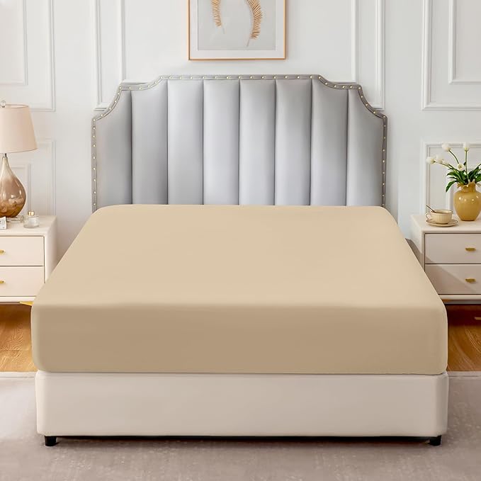 FreshCulture Pure Cotton Fitted Sheets Queen Size, 300 Thread Count Percale - Image 2