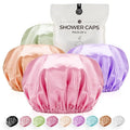 Shower Cap for Women Reusable Extra Large Shower Caps for Men Satin Double by WhaleLife