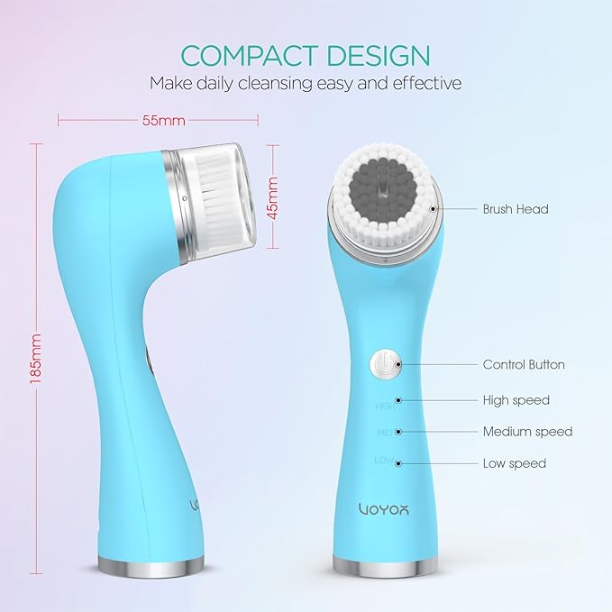 VOYOR Facial Cleansing Brush Rechargeable, Spin Face Brush Waterproof 5-in-1 - Image 6