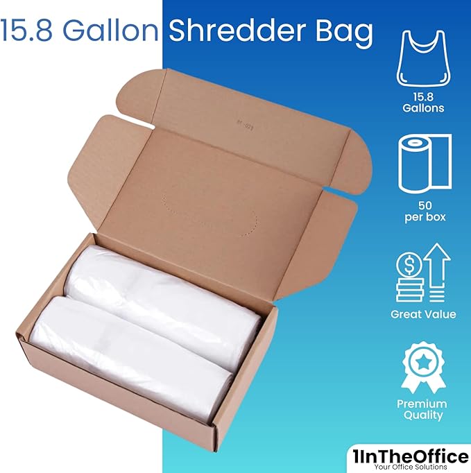 1InTheOffice Shredder Bags 15.8 Gallon, Paper Shredder Waste bags 15.8 Gal. (100 Count)