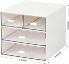 MILULUGO Makeup Organizer with 4 Drawers, Desk Organizer, Cosmetics Storage Box for nail polish, Lipstick, Brushes, Jewelry, Skincare, Bathroom Organization Boxes - White