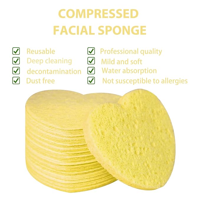 50-Count Facial Sponges Compressed, 100% Natural Cellulose Face Sponge - Image 4
