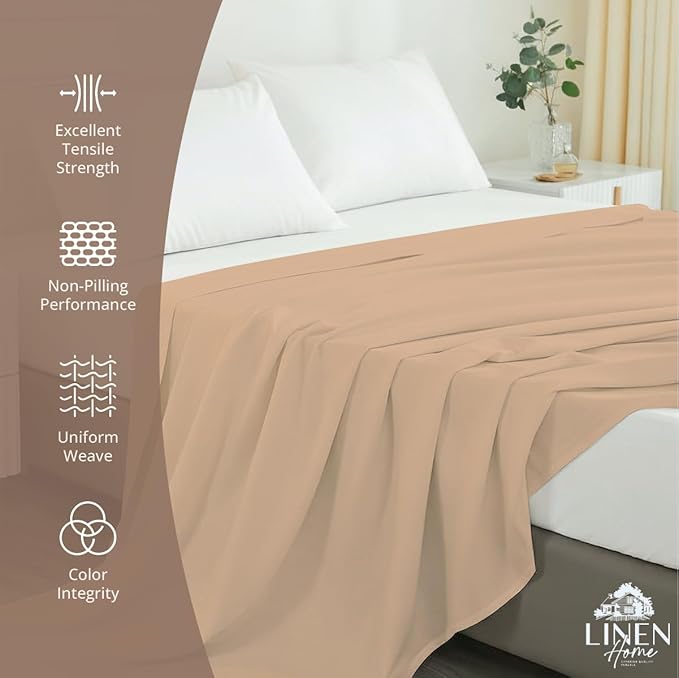 Linen Home 100% Cotton Percale 1 Flat Sheet, Full Size - Image 5