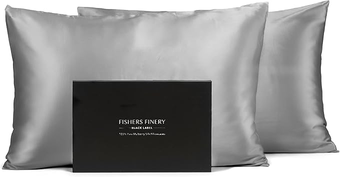 Fishers Finery 30mm 100% Pure Mulberry Silk Pillowcase Set, Quality Tested by FishersFinery