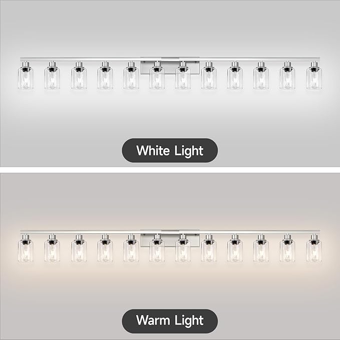 Brushed Nickel Bathroom Vanity Light, 12 Light Brushed Nickel Bathroom Lighting - Image 8