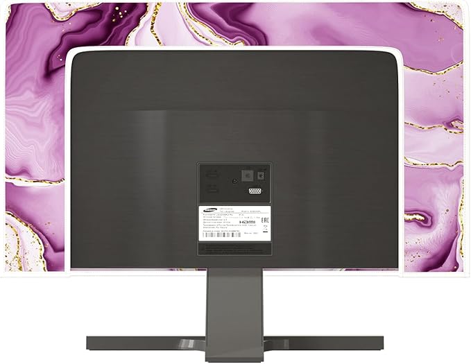Baocicco Violet Gold Marble Waterproof Computer Monitor Dust Cover 22, 23, 24, 25 Inch for Home Office Creative Computer Dust Proof Monitor Covers for Computer Screen Anti-Static Dustproof Protective