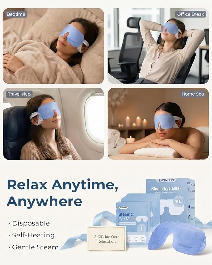 10 Packs Self Heating Steam Eye Mask: Warm Eye Compress - Image 7