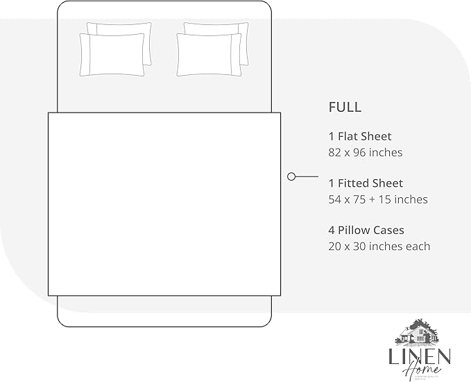 Linen Home 100% Cotton Percale Sheet Set, Full Size, Snow White, Deep Pocket - Image 6