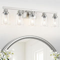 Bathroom Vanity Light, 5-Light Nickel Modern Matte Wall Sconce Lighting by DIKAIDALights