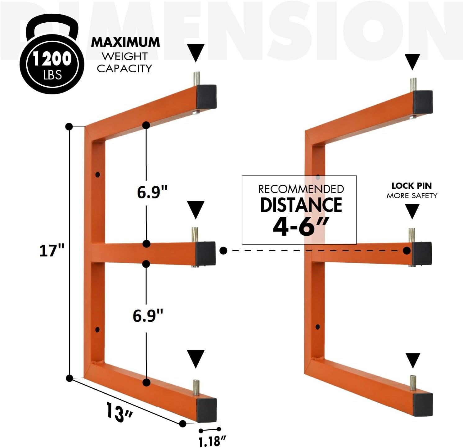 Lumber Storage Metal Rack Wall, Heavy Duty 3-Level Wall-Mounted Wood Rack Organizer for Garage Workshop and Shed (4 Pack)