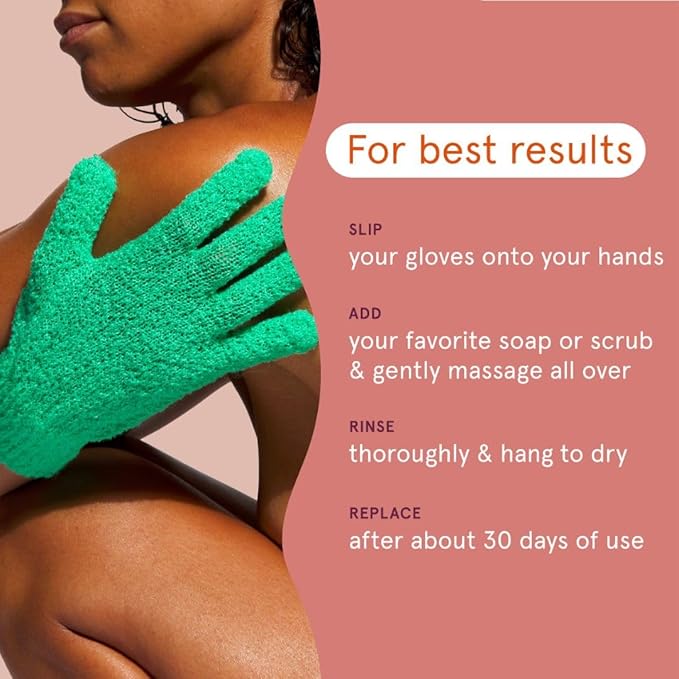 Cleanlogic Bath & Body Exfoliating Glove, Stretchy Bath & Shower Gloves - Image 4