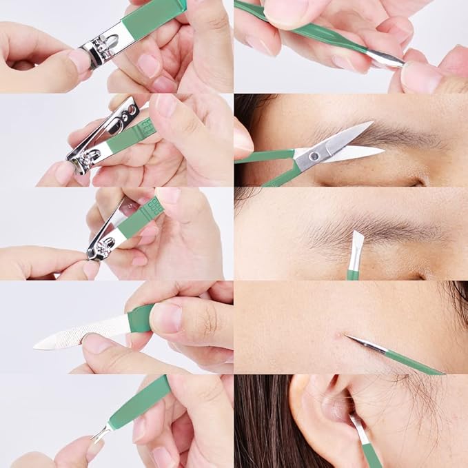 HANTEKAS Manicure Set 10 in 1 Stainless Steel, Nail Clippers Scissors Pedicure - Image 4