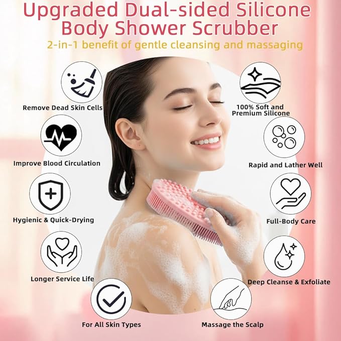 Silicone Body Scrubber 2 Pack Silicone Loofah Exfoliating Body Scrubber Soft - Image 2