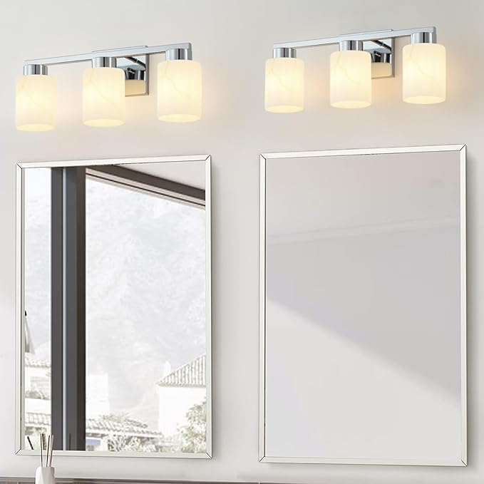 3-Light Bathroom Light Fixtures, Modern Vanity Lights, Chrome Metal Wall Lamp - Image 8