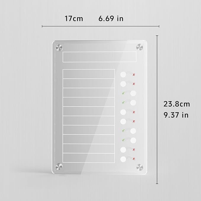 NiHome Acrylic Magnetic to Do List Planning Board with Sliders & Desktop Stand, Chore Chart for Kids & Adults, Checklist Routine Chart Task Board for Fridge & Desk, for Magnetic Metal Surfaces Only