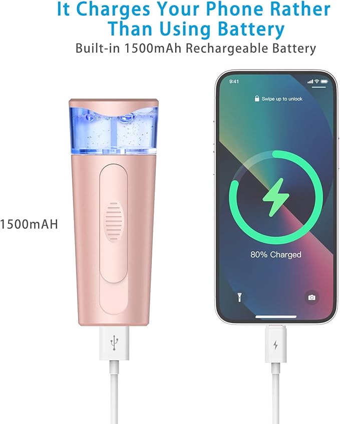 withthesun Portable Nano Face Mister, Facial Steamer, USB Rechargeable Cool - Image 4