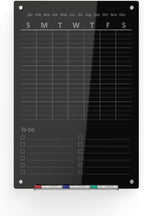 Audio-Visual Direct Magnetic Weekly Planner Dry-Erase Board for Wall - 24" x 36" - (to Do List, Black)