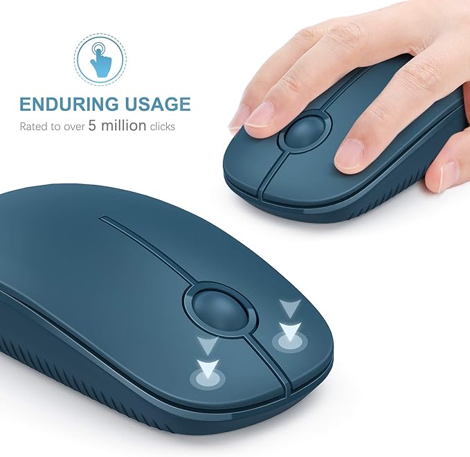 VssoPlor Wireless Mouse, 2.4G Slim Portable Computer Laptop Mouse with Nano Receiver Quiet Silent Optical Mice for Notebook, PC, Laptop, Computer-Sapphire Blue