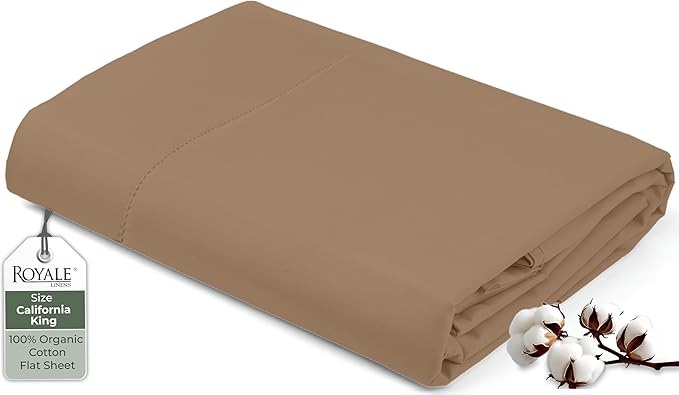 Royale Linen 100% Organic Cotton California King Flat Sheet Only by ROYALELINENS