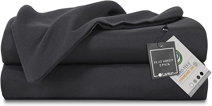 Lavisun Queen Flat Sheets 2 Pack, Hotel Quality Flat Bed Sheets, Brushed by Lavisun