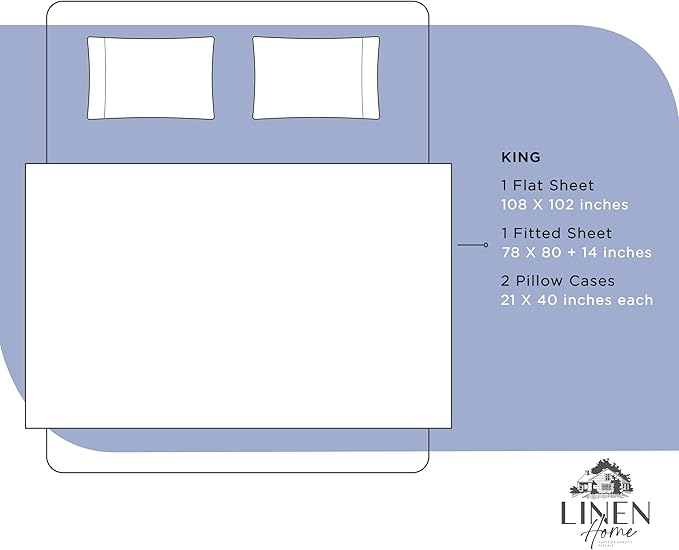 Linen Home 100% Cotton Percale Sheets King Size, Dark Blue, Deep Pocket - Image 6