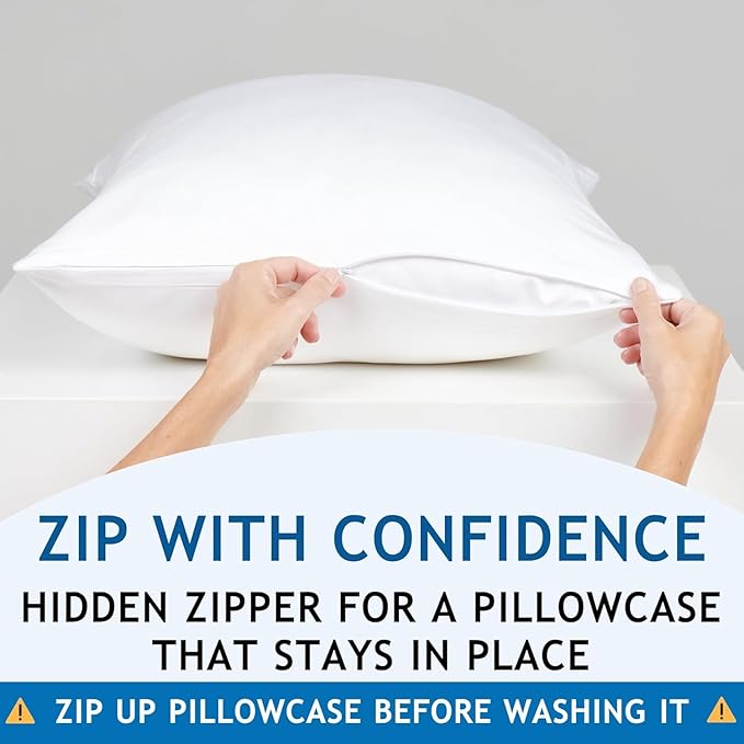 Pillow Cases - 100% Viscose Derived from Bamboo - Cooling Pillowcase - Queen - Image 3