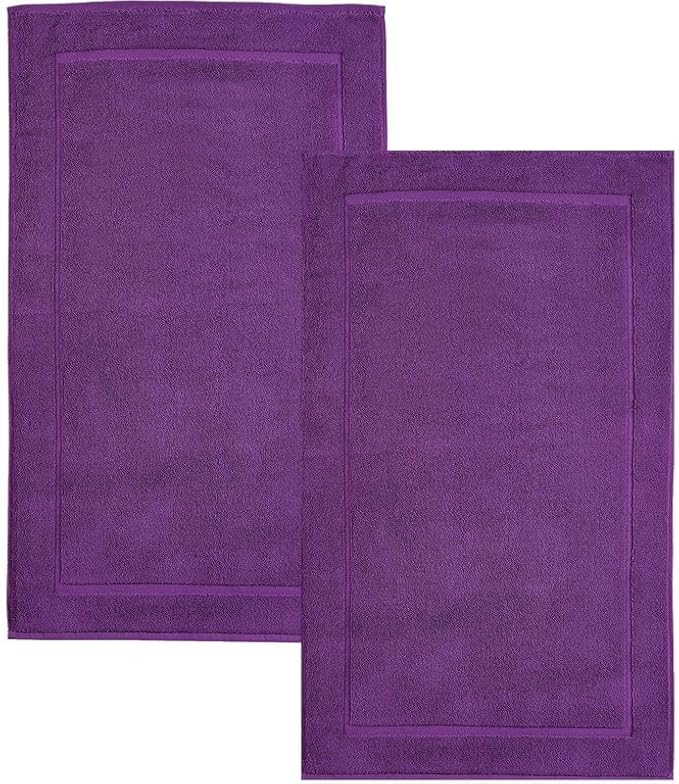Hawmam Linen Purple Bath Mats, 21 x 34 inches, Banded Design, Highly Absorbent by HawmamLinen
