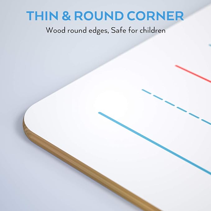 Nicpro Dry Erase Lap Board 12 x 16 inches 2 Pack Ruled Kid Double Sided Blank & Lined Small White Board with 8 Pens, 2 Eraser, Learning Mini Whiteboard Portable for Students Home School Supplies