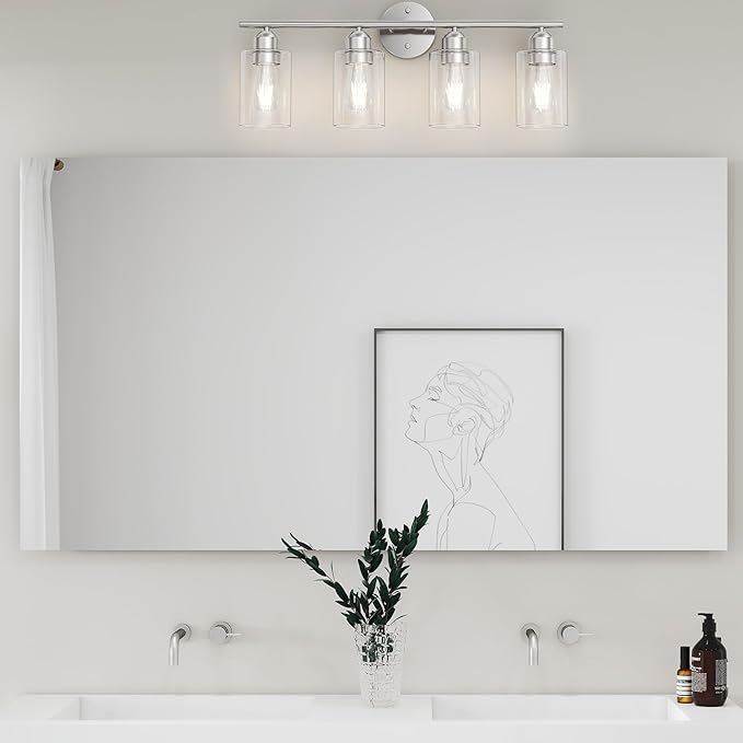 Espird Bathroom Vanity Light Fixtures Brushed Nickel, 4 Lights Rustic Farmhouse - Image 8