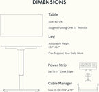 FLEXISPOT EN2 Whole-Piece Standing Desk with Clamp Power Strip, 40 x 24 Electric Stand Up Height Adjustable Desk with Cable Management (Black Frame + White Top, 2 Packages)