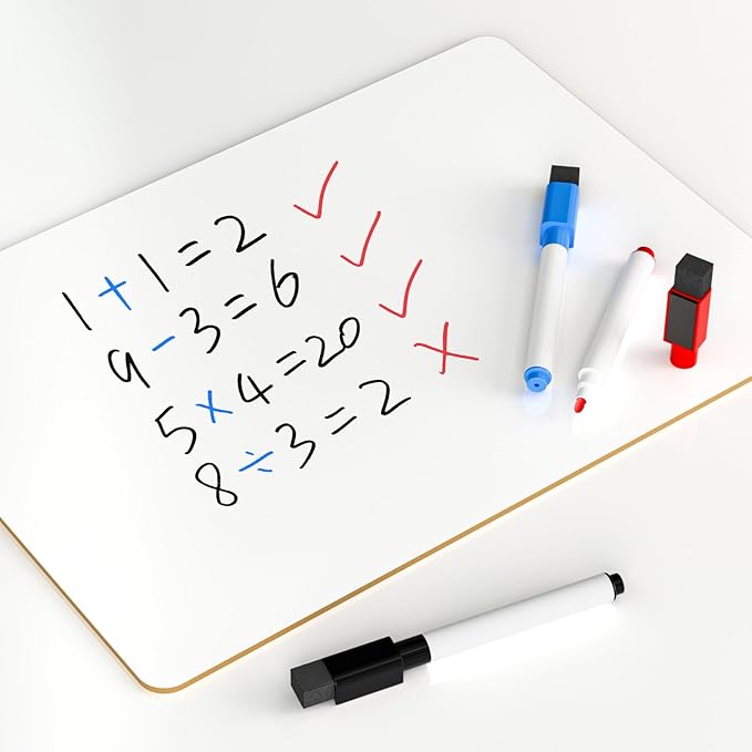 Nicpro 9 x 12 inches Lapboard Small Dry Erase Lap Board Double Sided with 3 Water-Based Pens Learning Mini Whiteboard Portable for Kid Student and Classroom Use