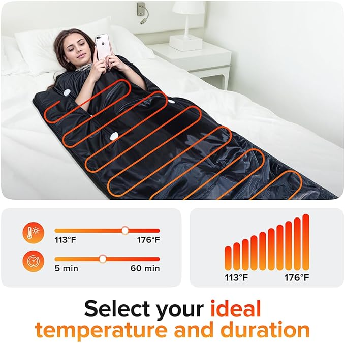 Portable Sauna Blanket with Zipper Arm Holes - 6 ft x 3 ft Far Infrared Sauna - Image 8