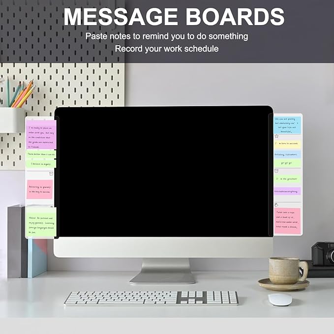 2pcs Office Desk Accessories Monitor Memo Board Computer Message Board Office Supplies for Women Men Computer Sticky Note Holder Home Desktop Message Office Decor (Function Monitor Memo Board)