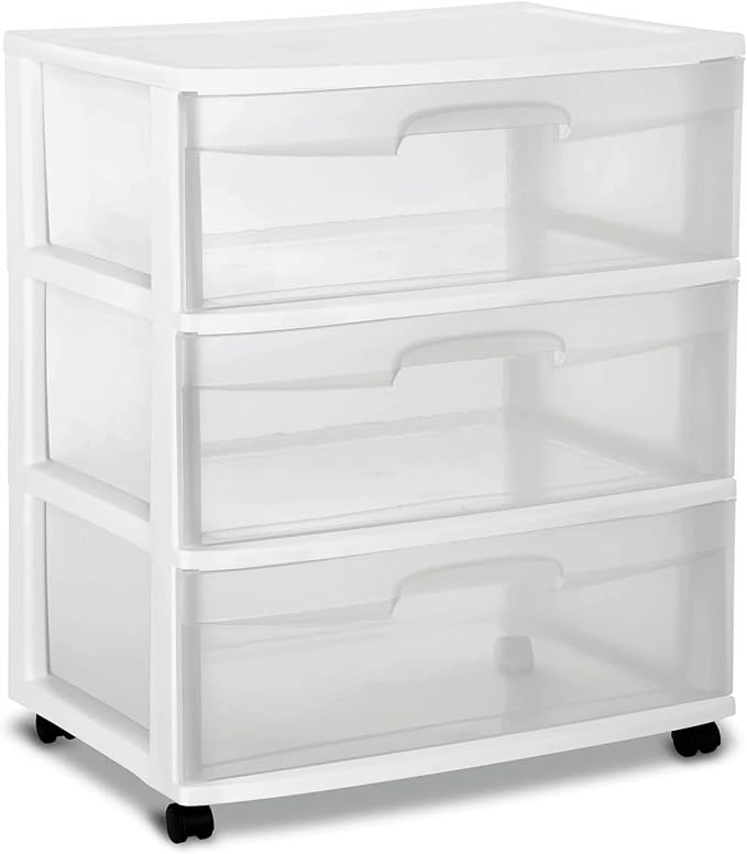Wide 3 Drawer Cart White