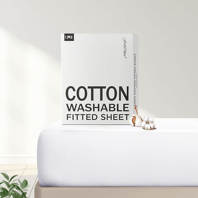 FreshCulture Pure Cotton Fitted Sheets King Size, 300 Thread Count Percale by FreshCulture