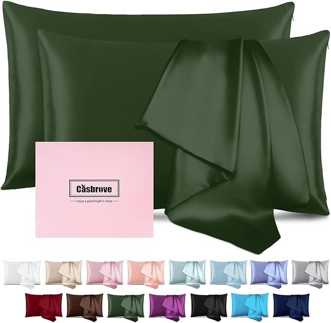 Silk Pillow Cases 2 Pack Mulberry Silk Pillowcase Soft Breathable Both Sided by Casbrove
