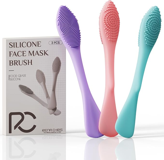 Rena Chris 3 pcs Silicone Face Scrubber, 3 in 1 Face Mask Applicator & Facial by RenaChris