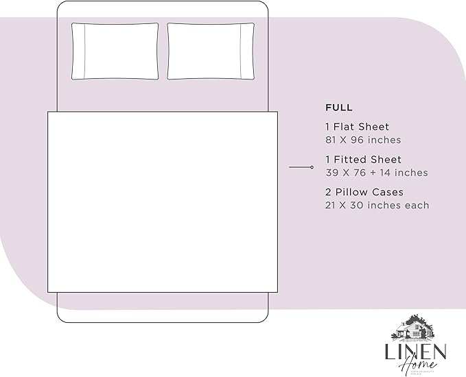 Linen Home 100% Cotton Percale Sheets Full Size, Iris Lilac, Deep Pocket - Image 6